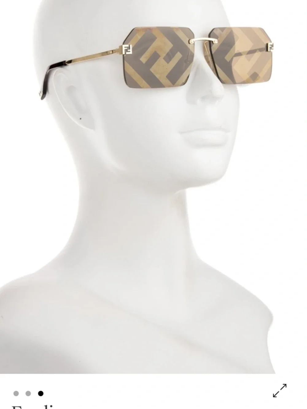 Fendi Rimless Square Sunglasses in Brown and Gold